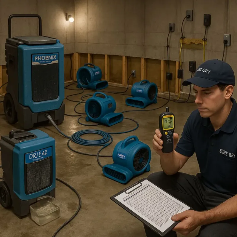 Structural Drying and Dehumidification process in West Melbourne, FL